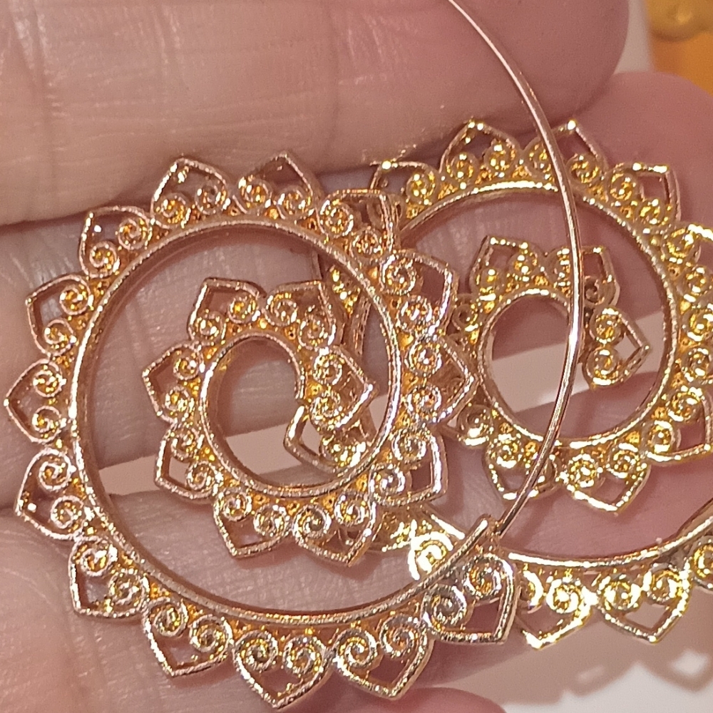 Spiral Hoop Earrings in Silver and Gold - Picture 8 of 16